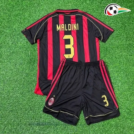 MALDINI 3 AC Milan Camisa Baratas Titular 2006/07 Retro Infantil Vermelho/Preto