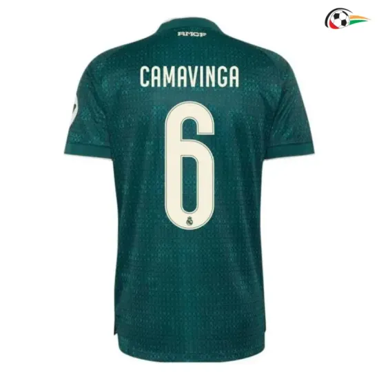 Camisa Reserva CAMAVINGA 6 Real Madrid 2026/2027 Verde Escuro com Patch HP