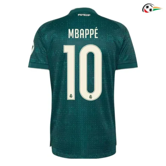 Camisa Reserva MBAPPÉ 10 Real Madrid 2026/2027 Verde Escuro com Patch HP
