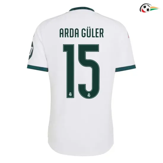Camisa Titular ARDA GÜLER 15 Real Madrid 2026/2027 Branco com Patch HP