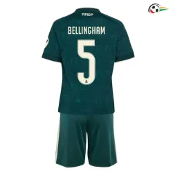 Camisa Reserva Infantil BELLINGHAM 5 Real Madrid 2026/2027 Verde Escuro com Patch HP