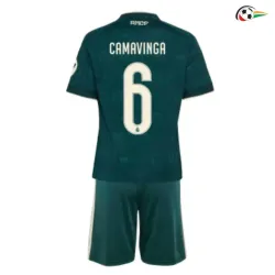 Camisa Reserva Infantil CAMAVINGA 6 Real Madrid 2026/2027 Verde Escuro com Patch HP