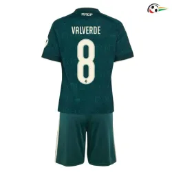 Camisa Reserva Infantil VALVERDE 8 Real Madrid 2026/2027 Verde Escuro com Patch HP