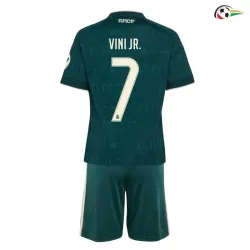 Camisa Reserva Infantil VINI JR. 7 Real Madrid 2026/2027 Verde Escuro com Patch HP