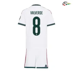 Camisa Titular Infantil VVALVERDE 8 Real Madrid 2026/2027 Branco com Patch HP