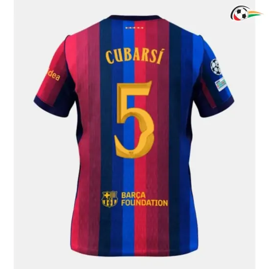 Camisa Titular CUBARSÍ 5 Barcelona 2026/2027 Vermelho/Azul com Patch UCL