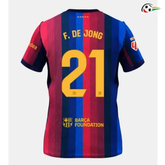 Camisa Titular F. DE JONG 21 Barcelona 2026/2027 Vermelho/Azul com Patch da La Liga