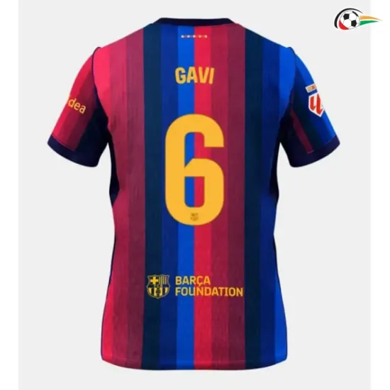 Camisa Titular GAVI 6 Barcelona 2026/2027 Vermelho/Azul com Patch da La Liga