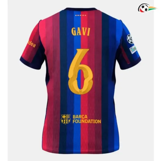 Camisa Titular GAVI 6 Barcelona 2026/2027 Vermelho/Azul com Patch UCL