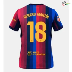 Camisa Titular GERARD MARTÍN 18 Barcelona 2026/2027 Vermelho/Azul com Patch da La Liga