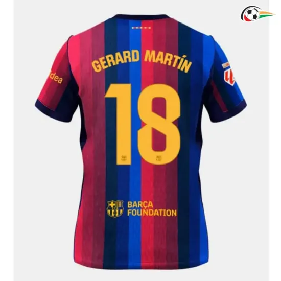 Camisa Titular GERARD MARTÍN 18 Barcelona 2026/2027 Vermelho/Azul com Patch da La Liga