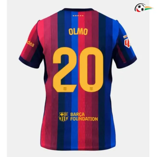 Camisa Titular OLMO 20 Barcelona 2026/2027 Vermelho/Azul com Patch da La Liga