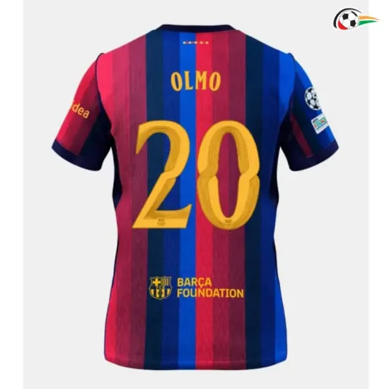 Camisa Titular OLMO 20 Barcelona 2026/2027 Vermelho/Azul com Patch UCL