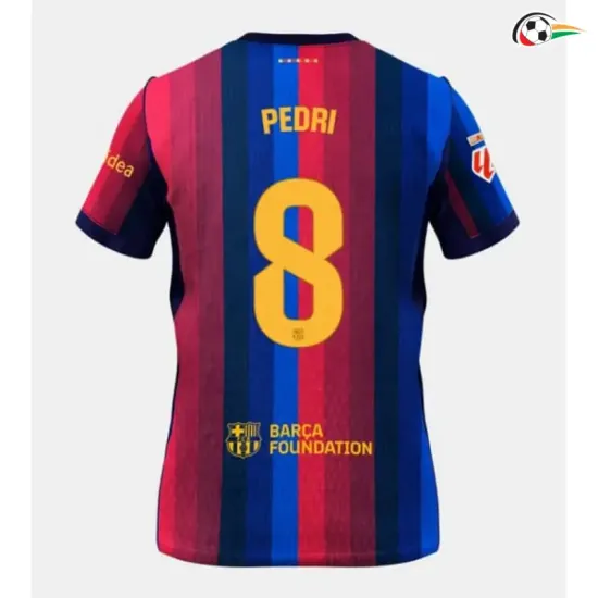 Camisa Titular PEDRI 8 Barcelona 2026/2027 Vermelho/Azul com Patch da La Liga