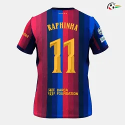 Camisa Titular RAPHINHA 11 Barcelona 2026/2027 Vermelho/Azul com Patch UCL
