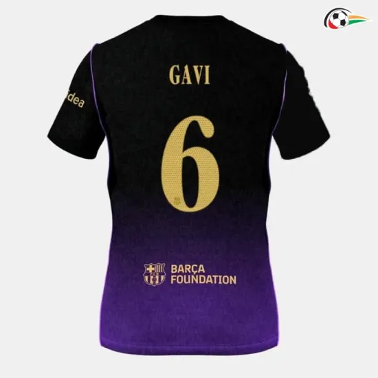 Camisa Reserva GAVI 6 Barcelona 2026/2027 Preto/Roxo UCL