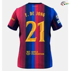 Camisa Titular F. DE JONG 21 Barcelona 2026/2027 Vermelho/Azul com Patch UCL