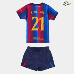 Camisa Titular Infantil F. DE JONG 21 Barcelona 2026/2027 Vermelho/Azul UCL