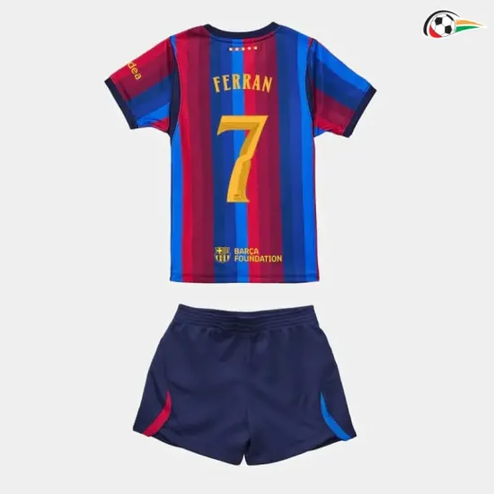 Camisa Titular Infantil FERRAN 7 Barcelona 2026/2027 Vermelho/Azul UCL
