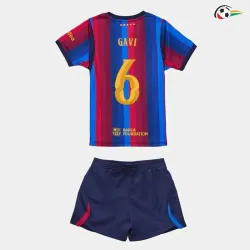 Camisa Titular Infantil GAVI 6 Barcelona 2026/2027 Vermelho/Azul UCL