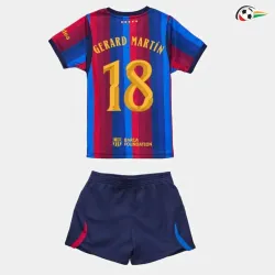 Camisa Titular Infantil GERARD MARTÍN 18 Barcelona 2026/2027 Vermelho/Azul UCL