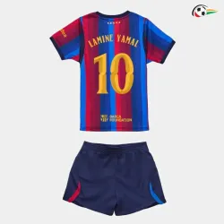 Camisa Titular Infantil LAMINE YAMAL 10 Barcelona 2026/2027 Vermelho/Azul UCL