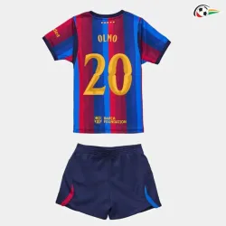 Camisa Titular Infantil OLMO 20 Barcelona 2026/2027 Vermelho/Azul UCL