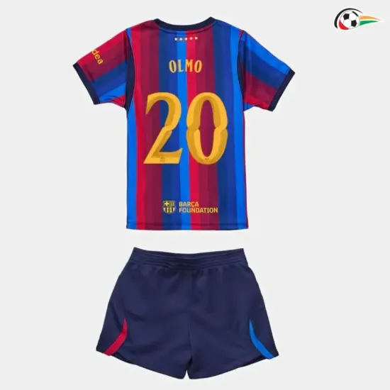 Camisa Titular Infantil OLMO 20 Barcelona 2026/2027 Vermelho/Azul UCL