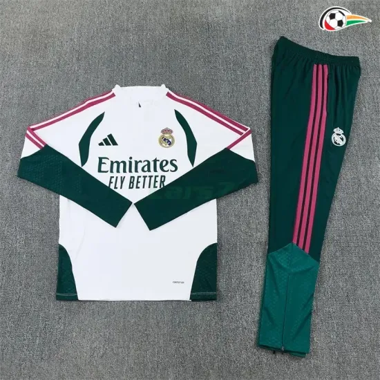 Camisa de Treino Infantil Real Madrid 2026/2027 Branco/Verde Escuro