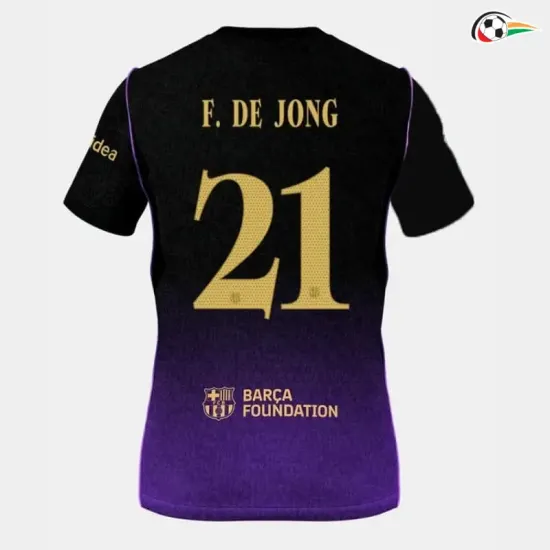 Camisa Reserva F. DE JONG 21 Barcelona 2026/2027 Preto/Roxo UCL