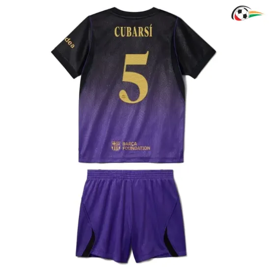 Camisa Reserva Infantil CUBARSÍ 5 Barcelona 2026/2027 Preto/Roxo UCL