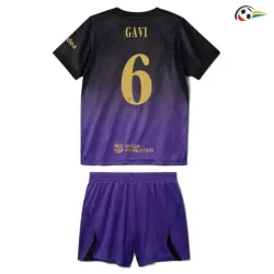 Camisa Reserva Infantil GAVI 6 Barcelona 2026/2027 Preto/Roxo UCL