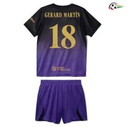 Camisa Reserva Infantil GERARD MARTÍN 18 Barcelona 2026/2027 Preto/Roxo UCL