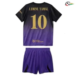 Camisa Reserva Infantil LAMINE YAMAL 10 Barcelona 2026/2027 Preto/Roxo UCL
