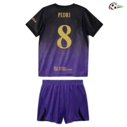 Camisa Reserva Infantil PEDRI 8 Barcelona 2026/2027 Preto/Roxo UCL