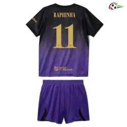 Camisa Reserva Infantil RAPHINHA 11 Barcelona 2026/2027 Preto/Roxo UCL