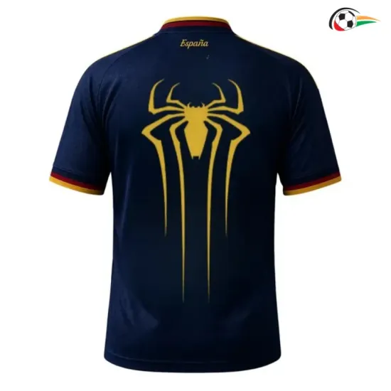 Camisa España Copa do Mundo 2026 x Spiderman Azul Duas Estrelas