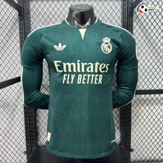 Camisa Reserva Versão Jogador Real Madrid 2026/2027 Verde Escuro Manga Longa