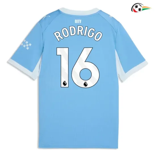 Camisa Titular RODRIGO 16 Manchester City 2026/2027 Azul/Branco Premier League