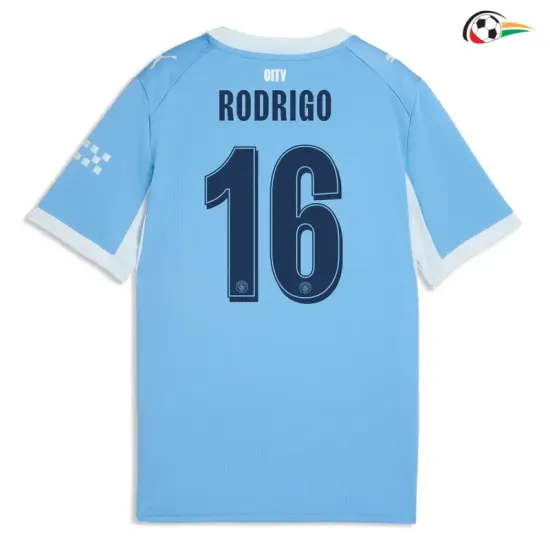 Camisa Titular RODRIGO 16 Manchester City 2026/2027 Azul/Branco UCL