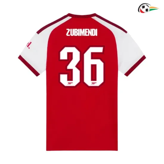 Camisa Titular ZUBIMENDI 36 Arsenal 2026/2027 Vermelho/Branco Premier League