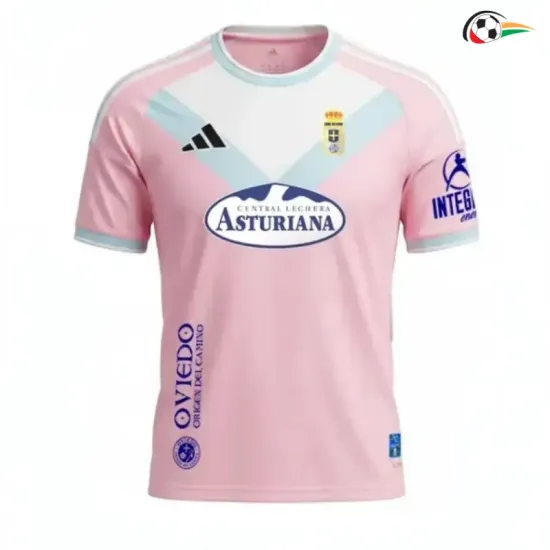 Camisa Reserva Real Oviedo 2026/2027 Rosa com Patch da La Liga