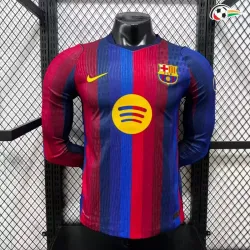 Camisa Titular Versão Jogador Barcelona 2026/2027 Vermelho/Azul Manga Longa