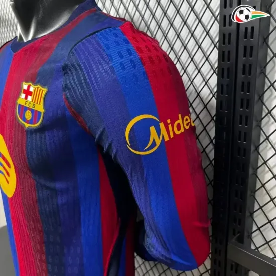 Camisa Titular Versão Jogador Barcelona 2026/2027 Vermelho/Azul Manga Longa