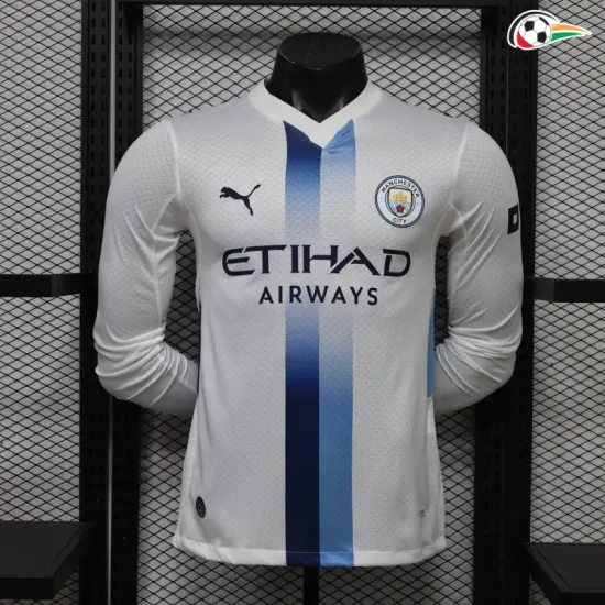 Camisa Alternativa Versão Jogador Manchester City 2026/2027 Branco Manga Longa