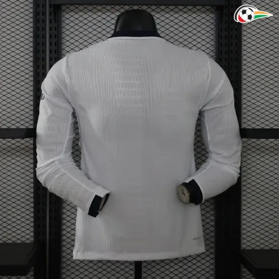 Camisa Reserva Versão Jogador PSG 2026/2027 Branco Manga Longa com Duas Estrelas