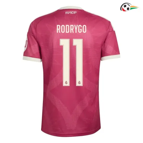 Camisa Alternativa RODRYGO 11 Real Madrid 2026/2027 Rosa com Patch HP