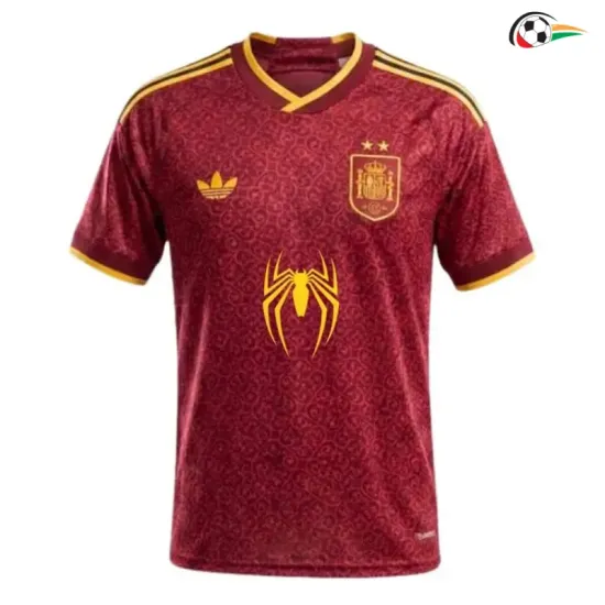 Camisa España Copa do Mundo 2026 x Spiderman Vermelho Duas Estrelas
