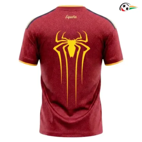 Camisa España Copa do Mundo 2026 x Spiderman Vermelho Duas Estrelas