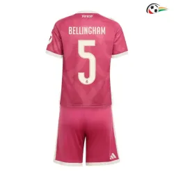 Camisa Alternativa Infantil BELLINGHAM 5 Real Madrid 2026/2027 Rosa com Patch HP